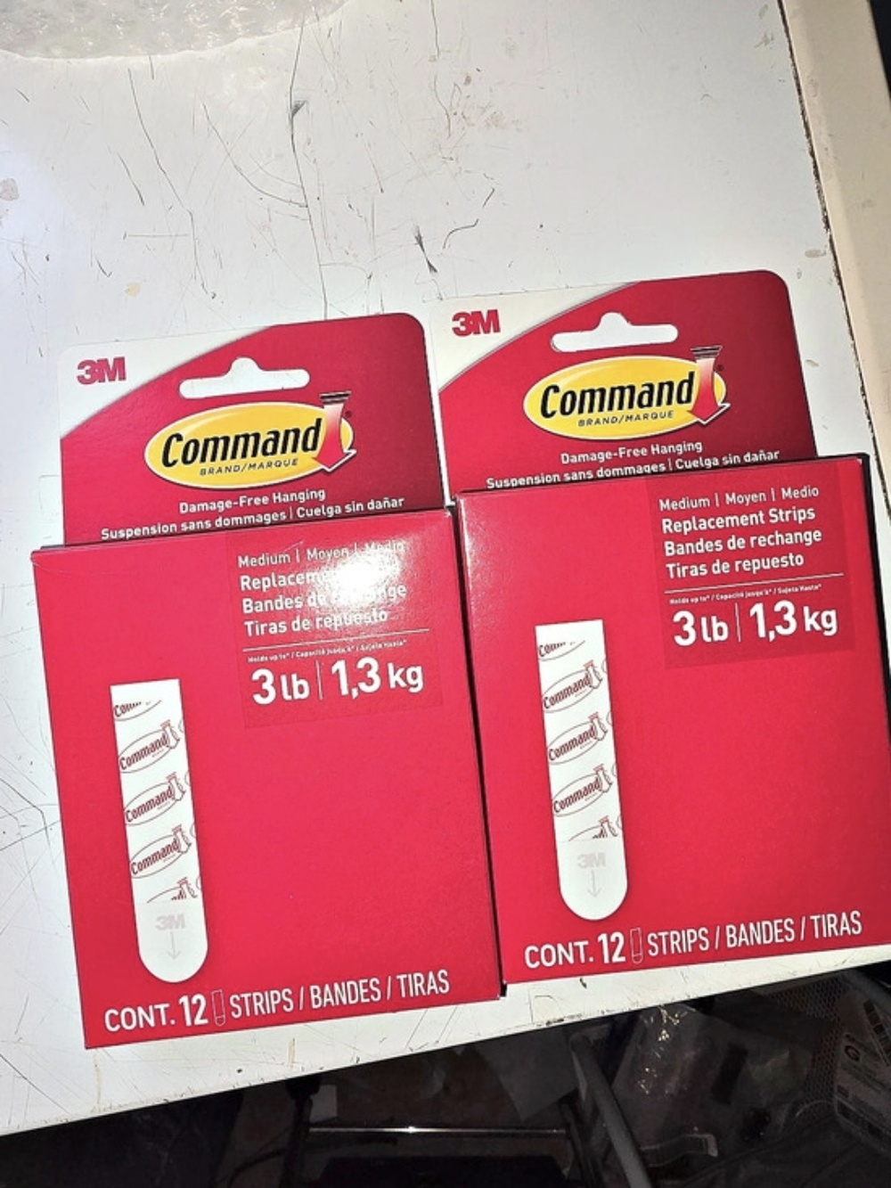 3M Command Medium Replacement Strips 3 lb Hanging Strips 2-Pack NWT